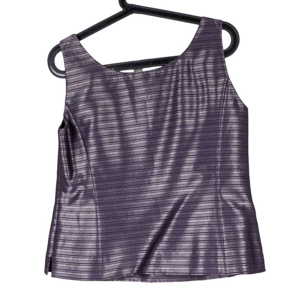 Kasper Blazer Jacket Tank Set 6 Women Purple Silver Striped Career Metallic - Picture 9 of 9